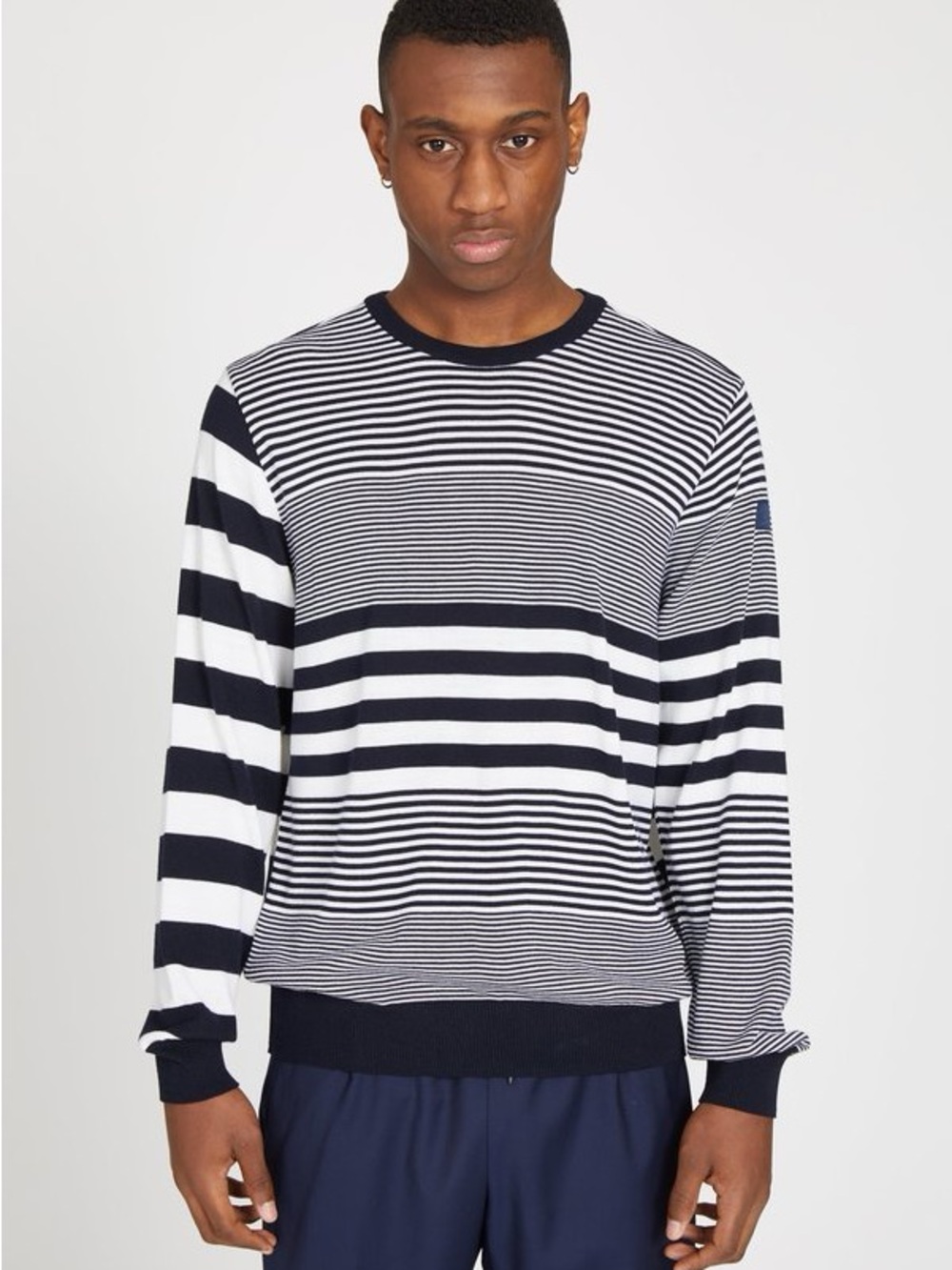 Paul & Shark Cool Touch Navy and White Striped Crewneck Sweater